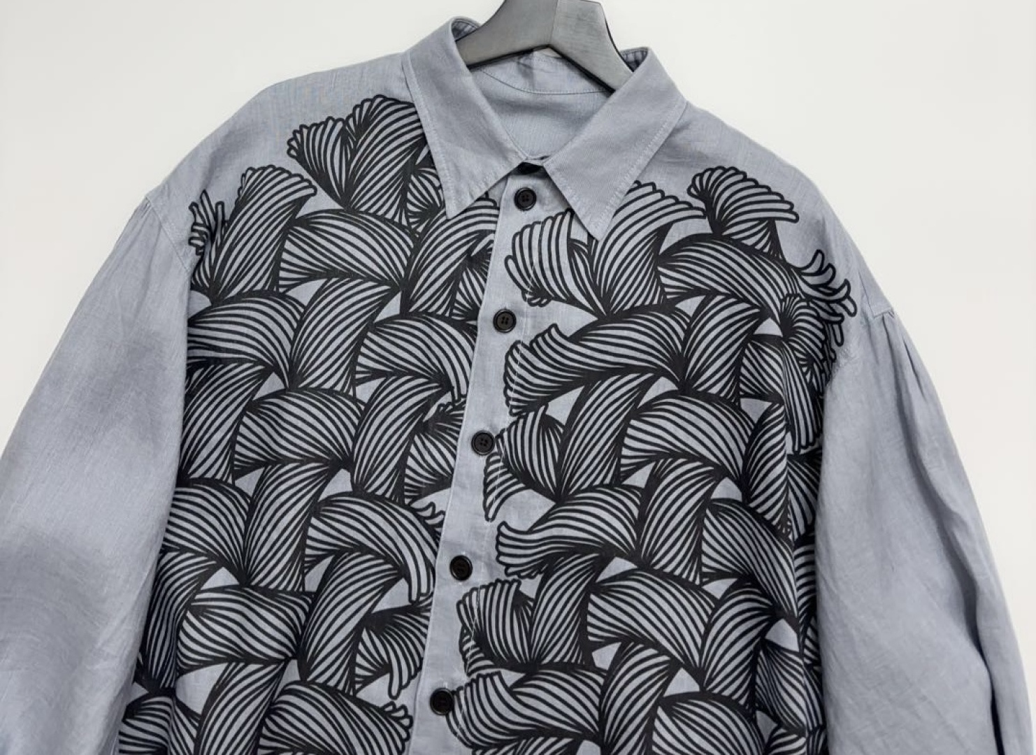 22SS chest rope knot logo pure cotton loose shirt - View 2