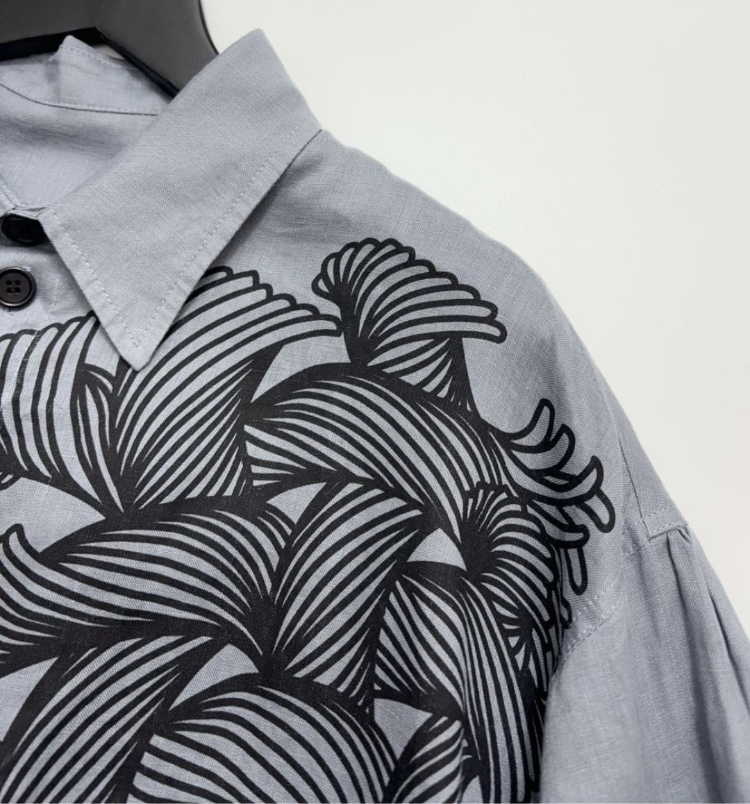 22SS chest rope knot logo pure cotton loose shirt - View 3