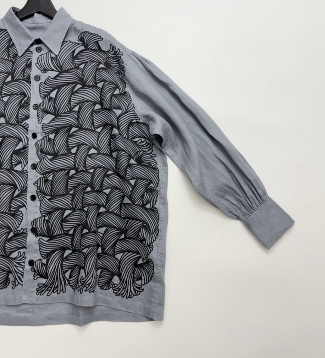 22SS chest rope knot logo pure cotton loose shirt - View 7