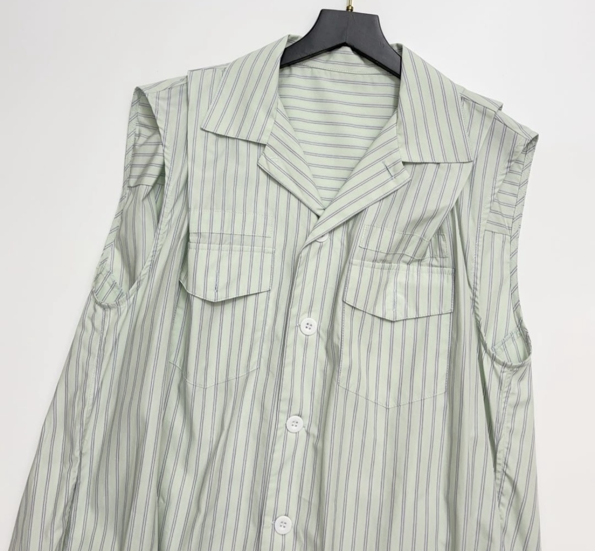 0.3kg/cut tag lapel sleeveless pinstripe versatile dress - View 2