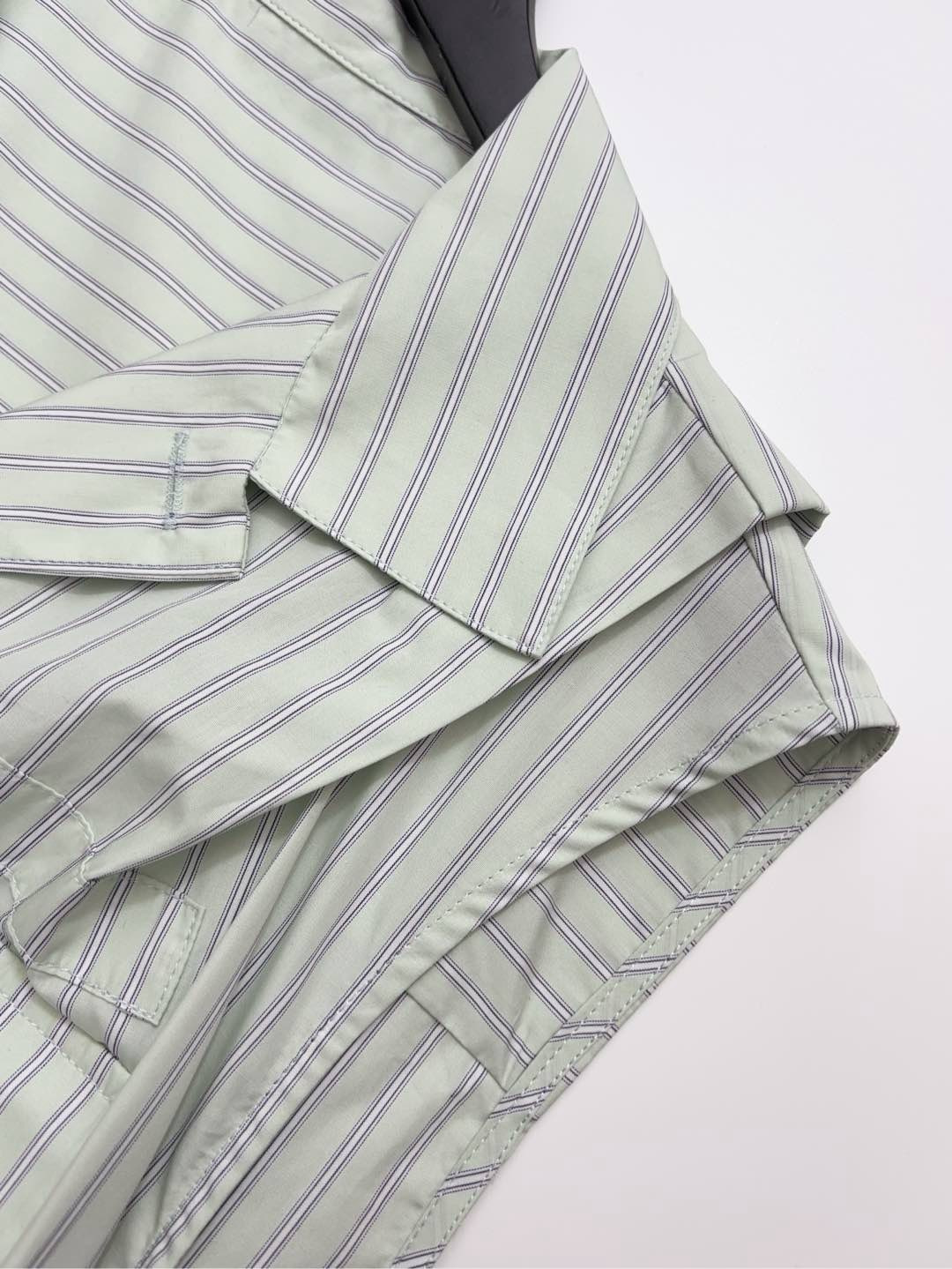 0.3kg/cut tag lapel sleeveless pinstripe versatile dress - View 4