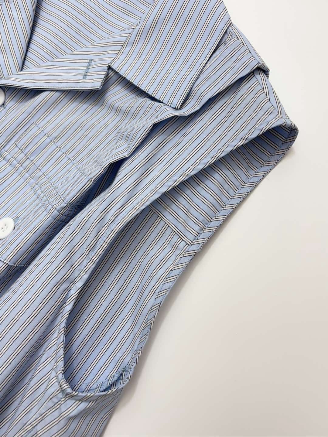 V-neck sleeveless pinstripe versatile dress - View 3