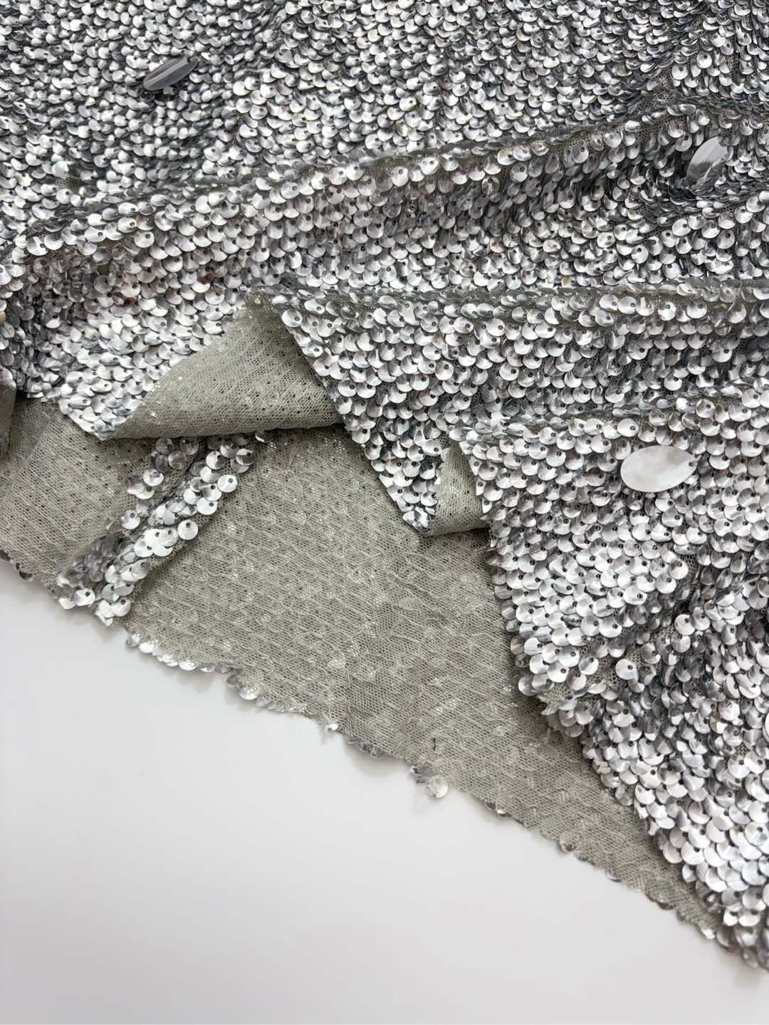 Lustrous Silver Sequin Half Skirt - View 10