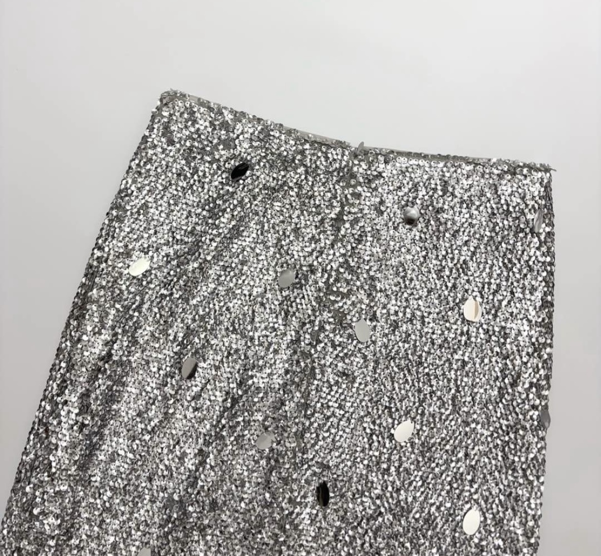Lustrous Silver Sequin Half Skirt - View 13