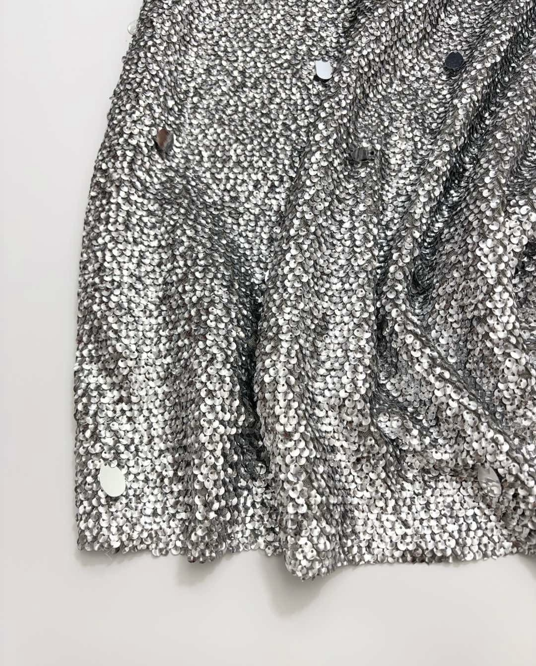Lustrous Silver Sequin Half Skirt - View 8