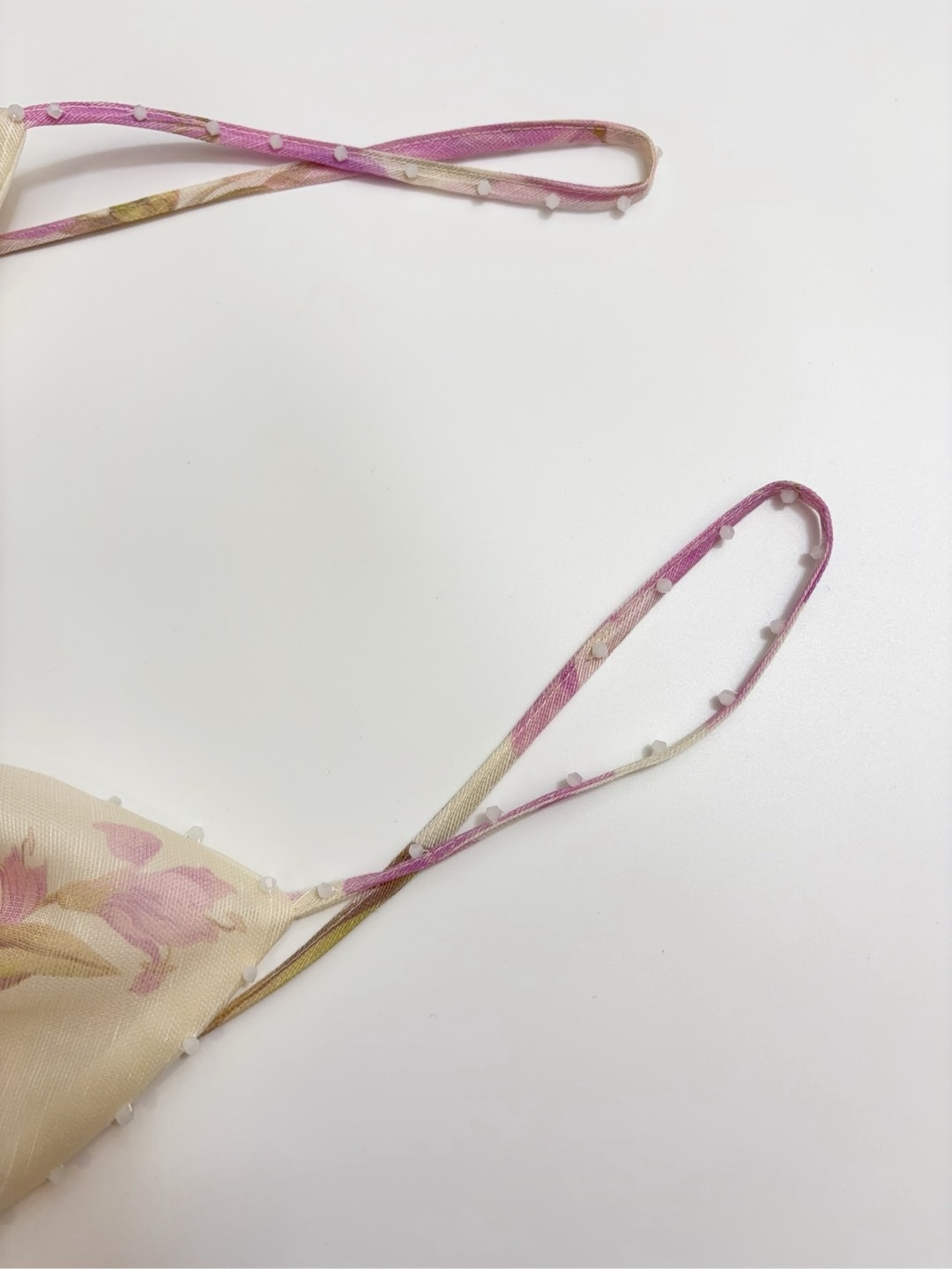 New silk and linen mini slip dress with lotus leaf trim at the waist - View 4