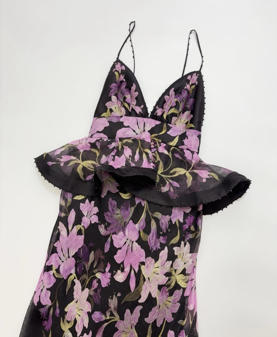 Extra-long dress layered fake two-piece floral gown - View 2