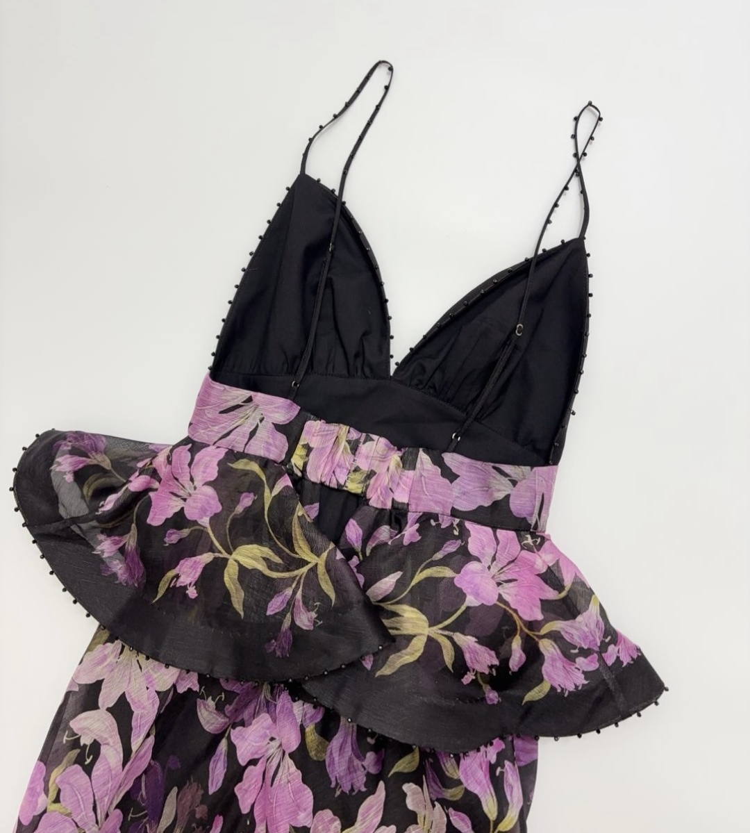 Extra-long dress layered fake two-piece floral gown - View 16