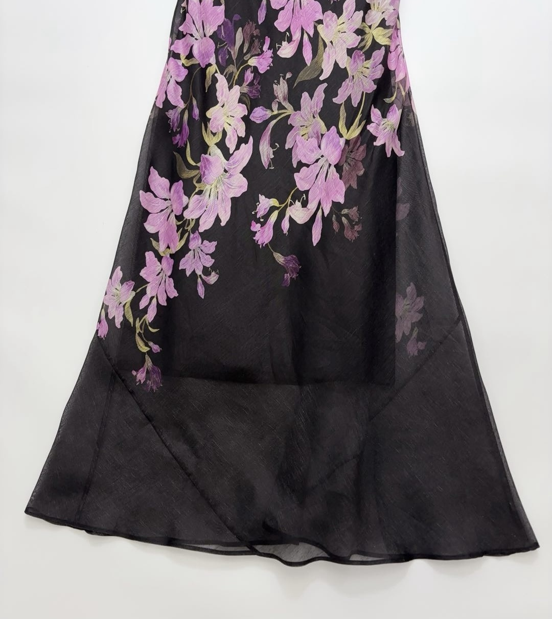 Extra-long dress layered fake two-piece floral gown - View 7