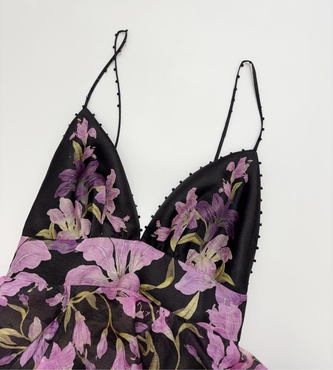 Extra-long dress layered fake two-piece floral gown - View 3