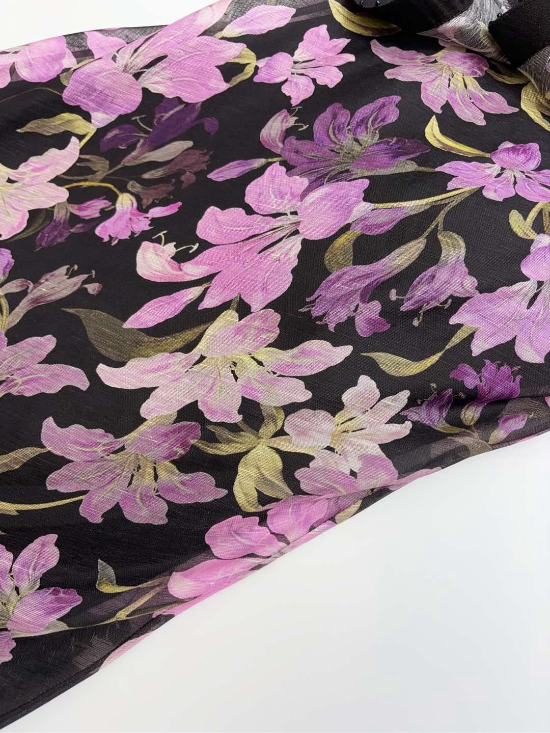 Extra-long dress layered fake two-piece floral gown - View 9