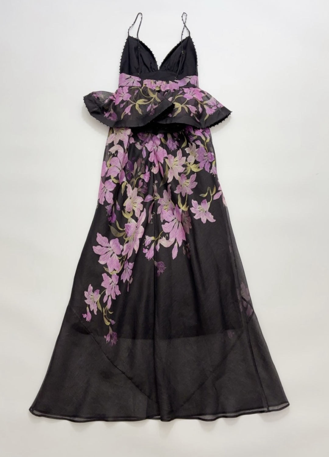 Extra-long dress layered fake two-piece floral gown - View 15