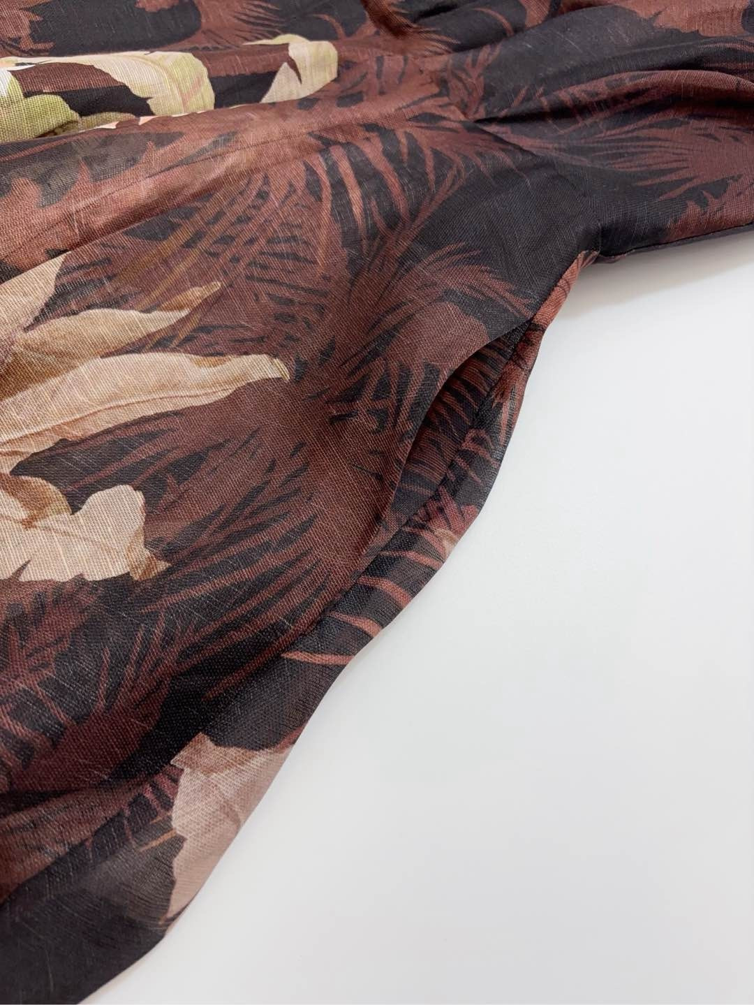 Black printed deep V-neck tube top medium-length big swing waist-cinching A-line dress - View 7