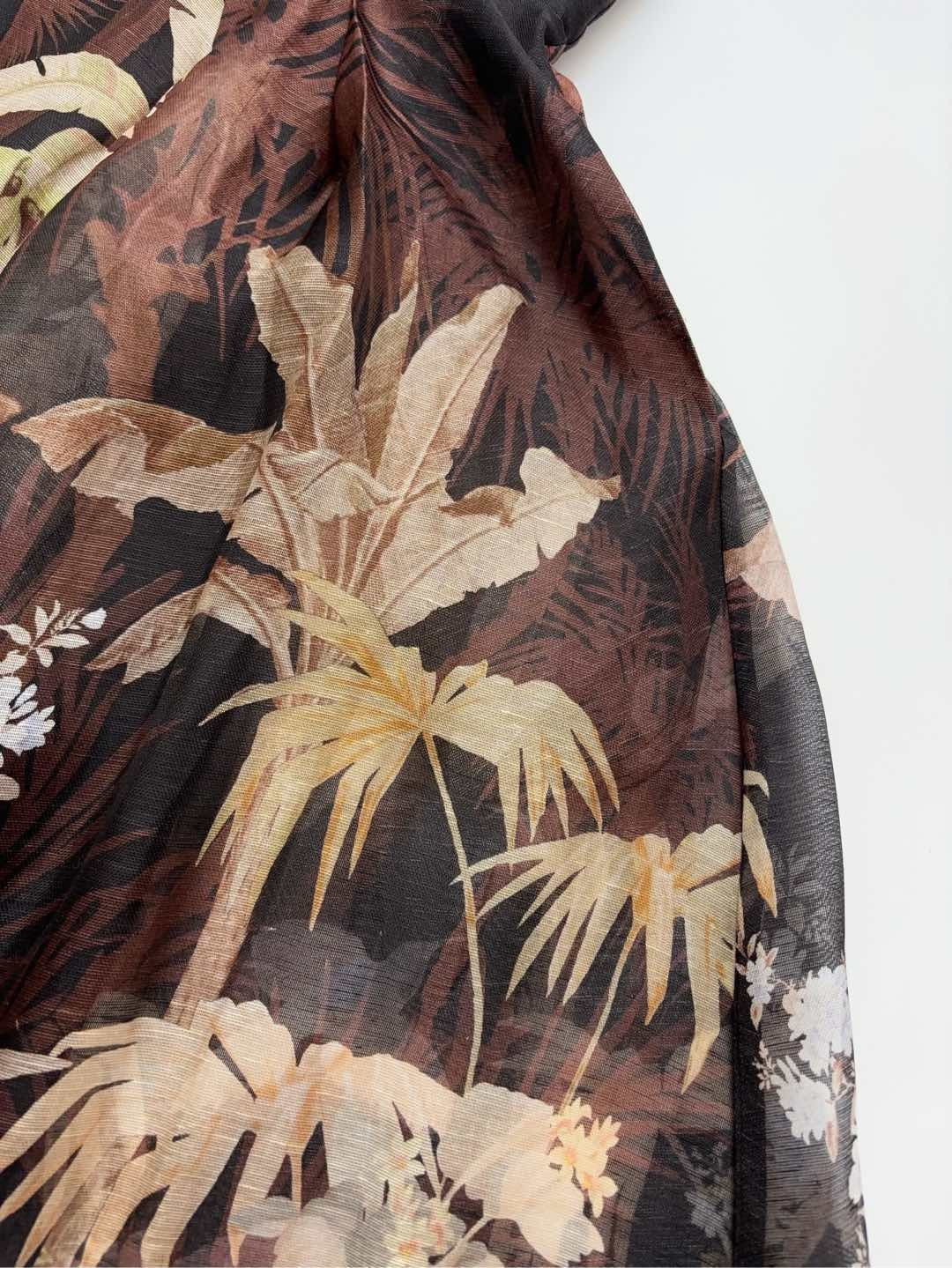 Black printed deep V-neck tube top medium-length big swing waist-cinching A-line dress - View 8