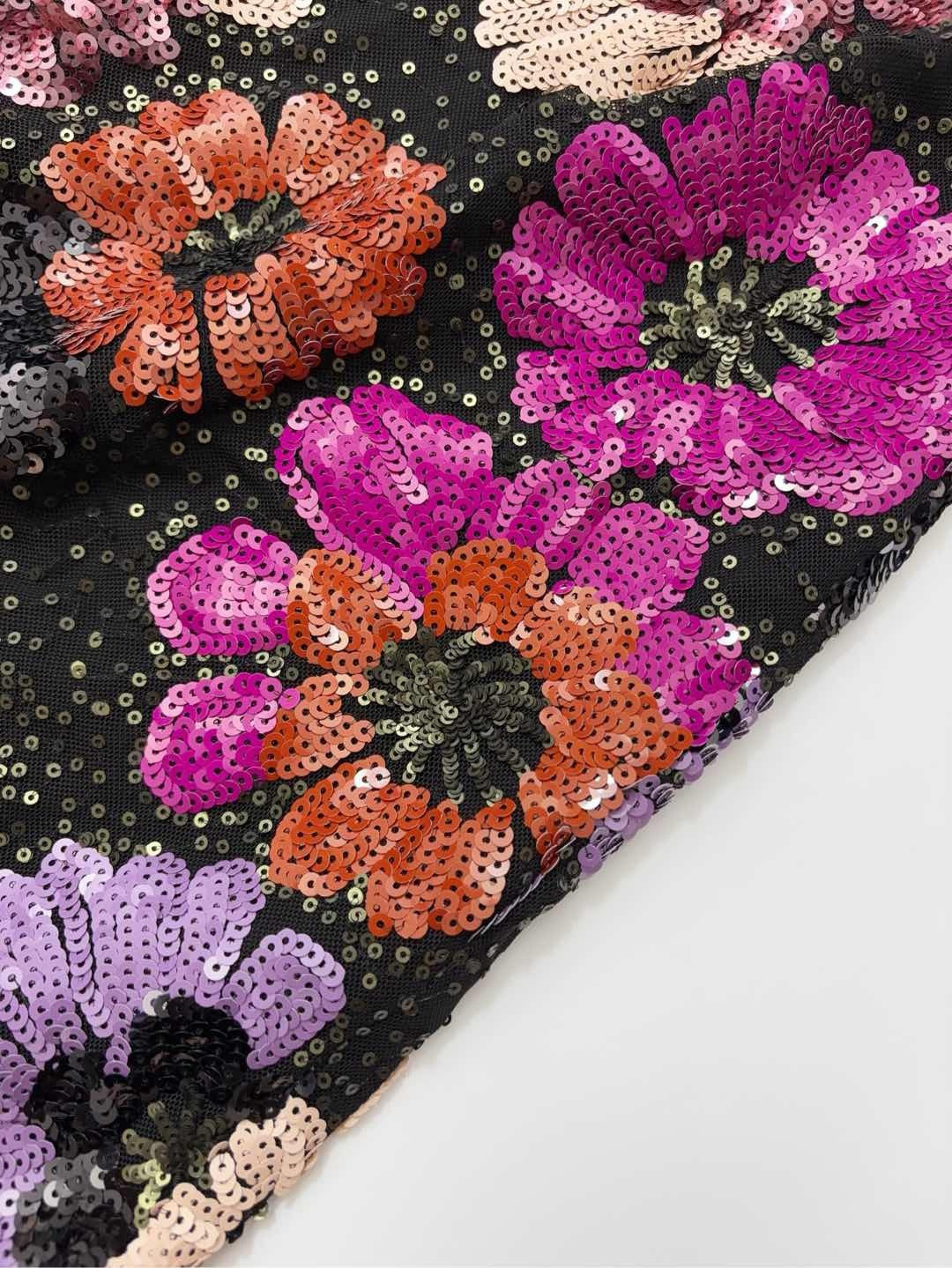 Vintage heavy industry floral sequin half-length skirt versatile straight medium-long A-line skirt - View 9