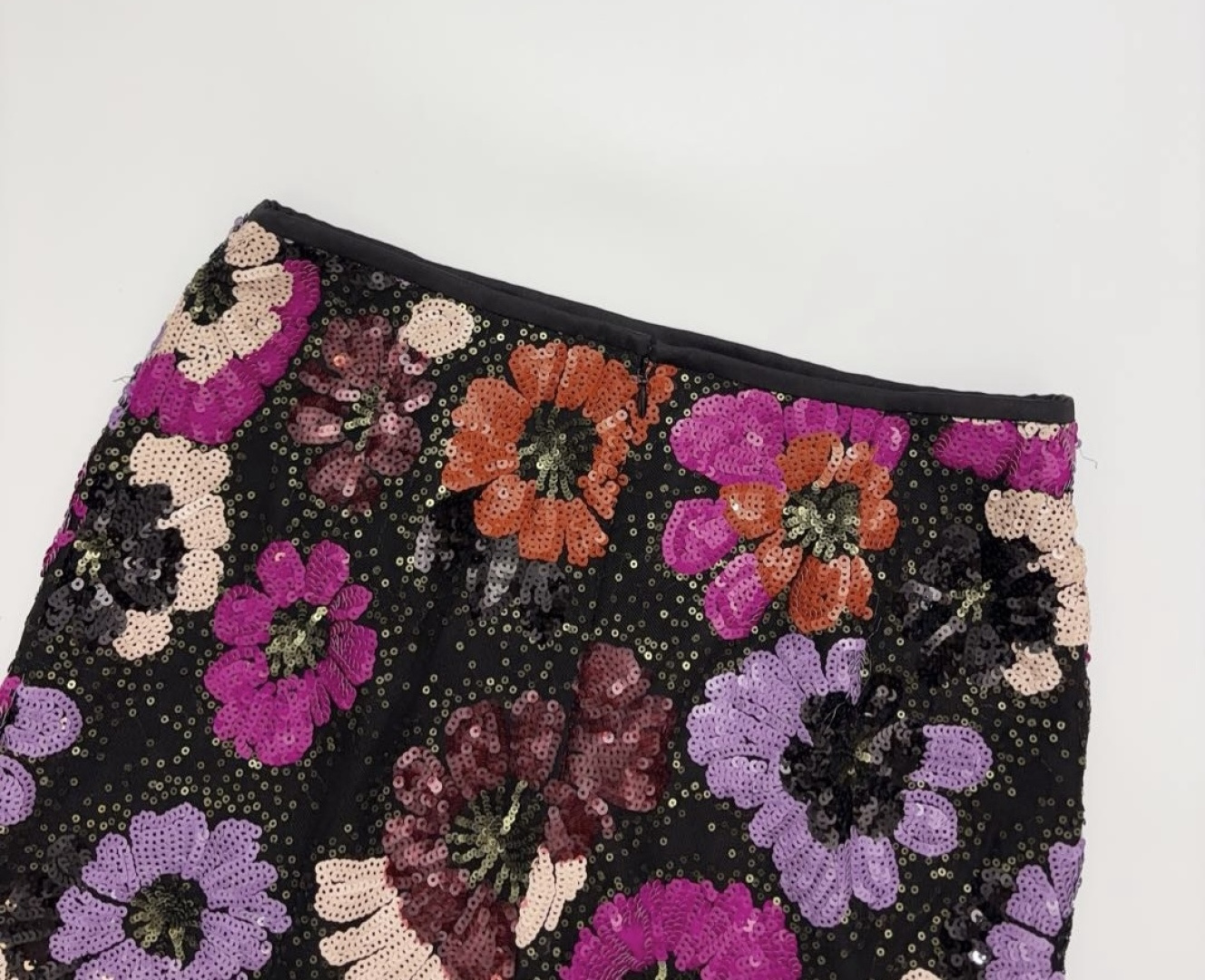 Vintage heavy industry floral sequin half-length skirt versatile straight medium-long A-line skirt - View 12