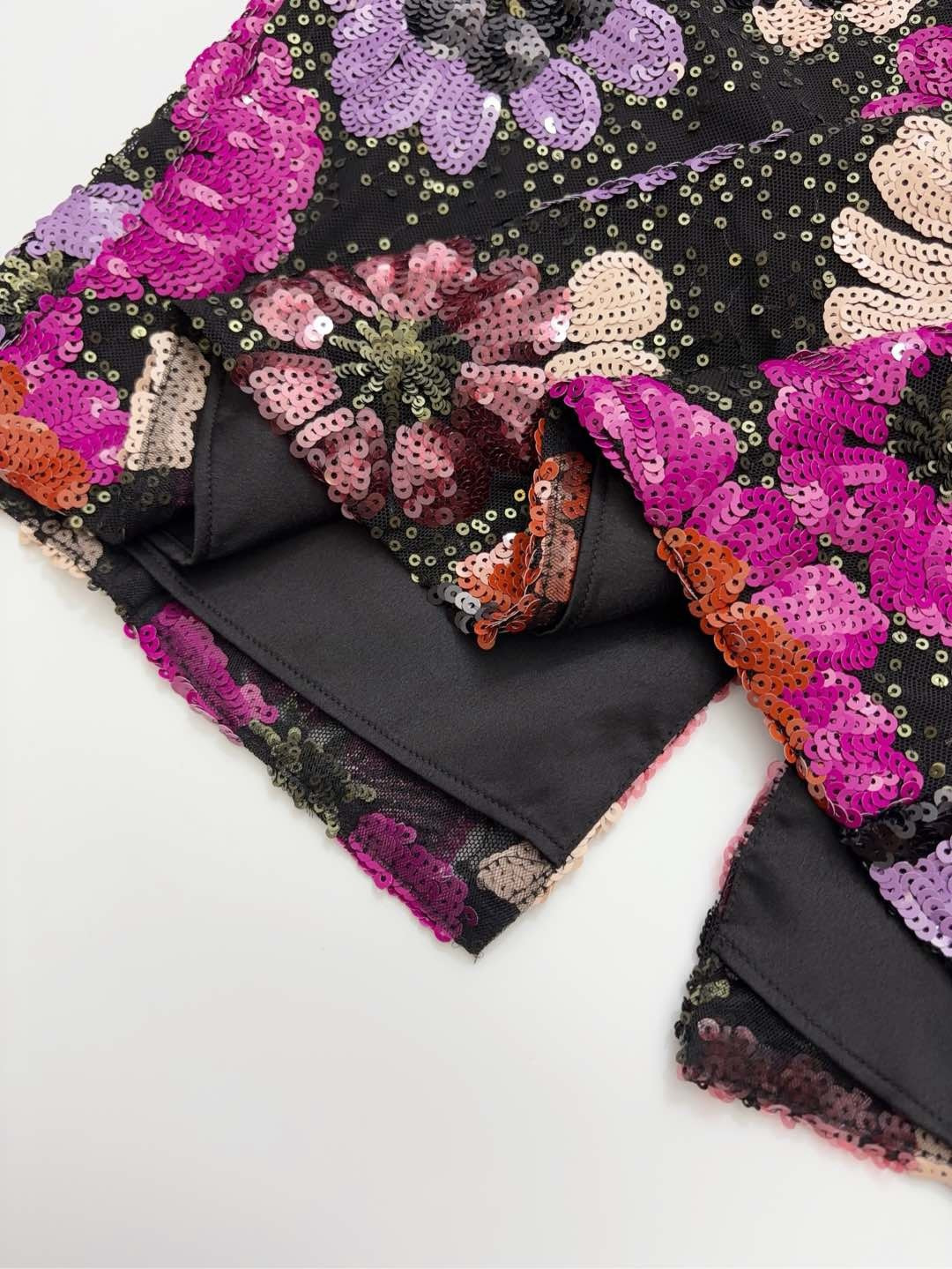 Vintage heavy industry floral sequin half-length skirt versatile straight medium-long A-line skirt - View 10