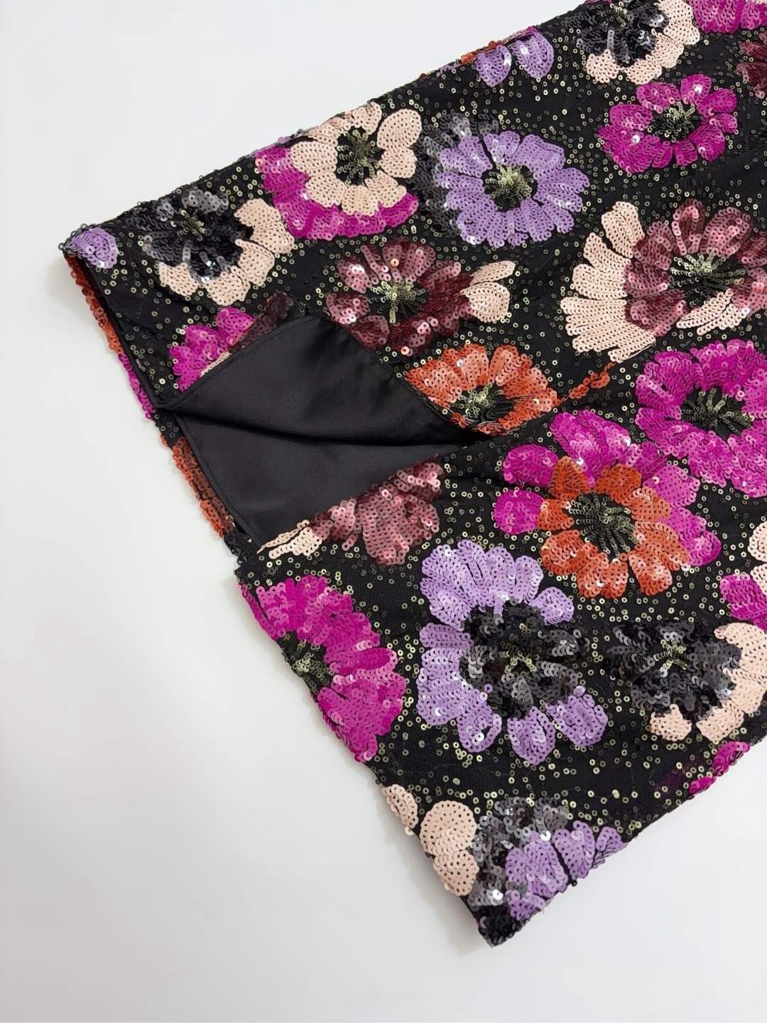 Vintage heavy industry floral sequin half-length skirt versatile straight medium-long A-line skirt - View 13