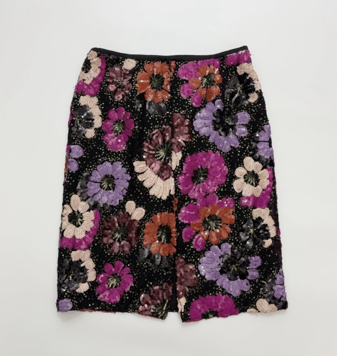 Vintage heavy industry floral sequin half-length skirt versatile straight medium-long A-line skirt - View 11