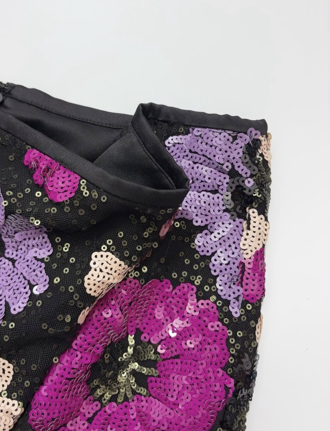 Vintage heavy industry floral sequin half-length skirt versatile straight medium-long A-line skirt - View 5