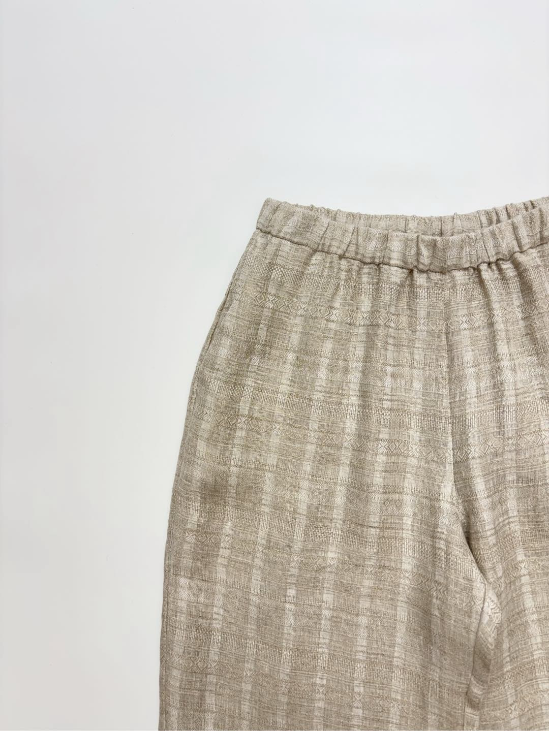 Retro lace linen straight loose waist casual loose wide-leg pants - View 3