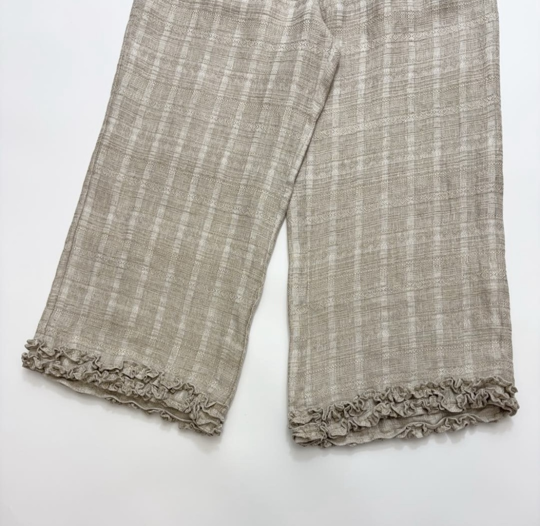 Retro lace linen straight loose waist casual loose wide-leg pants - View 6