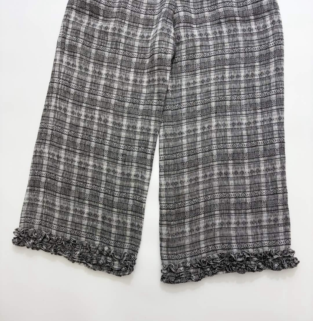 Retro lace linen pants straight loose elastic waist casual pants wide-leg pants - View 6