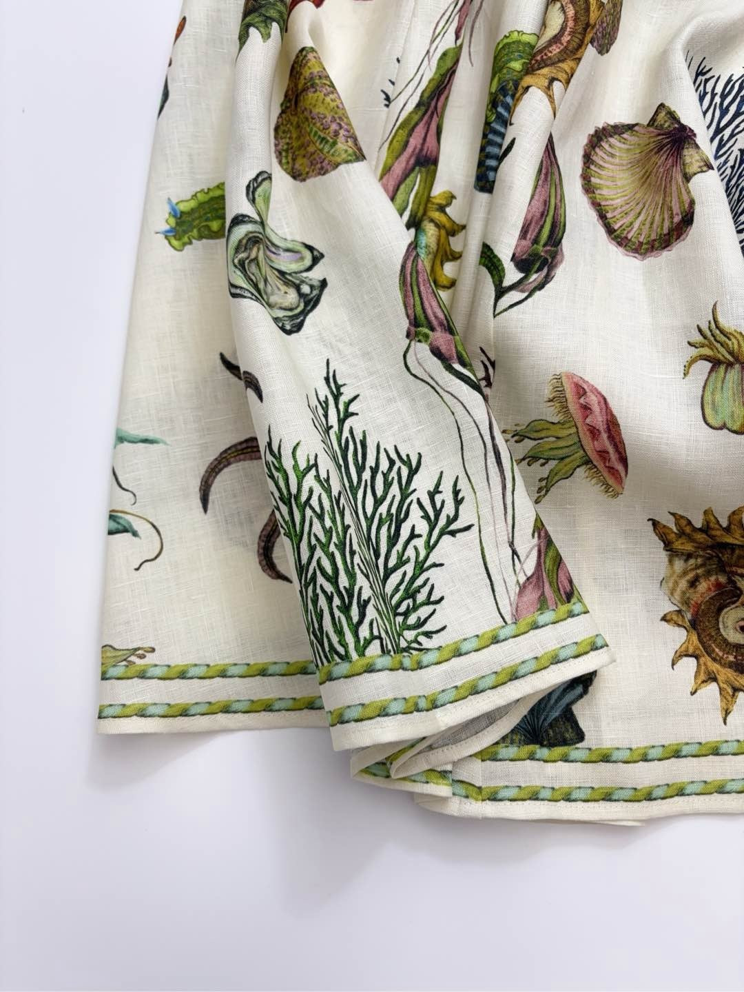 Spring/Summer elegant ocean pattern fresh puff-sleeve high-waist mid-length dress - View 9