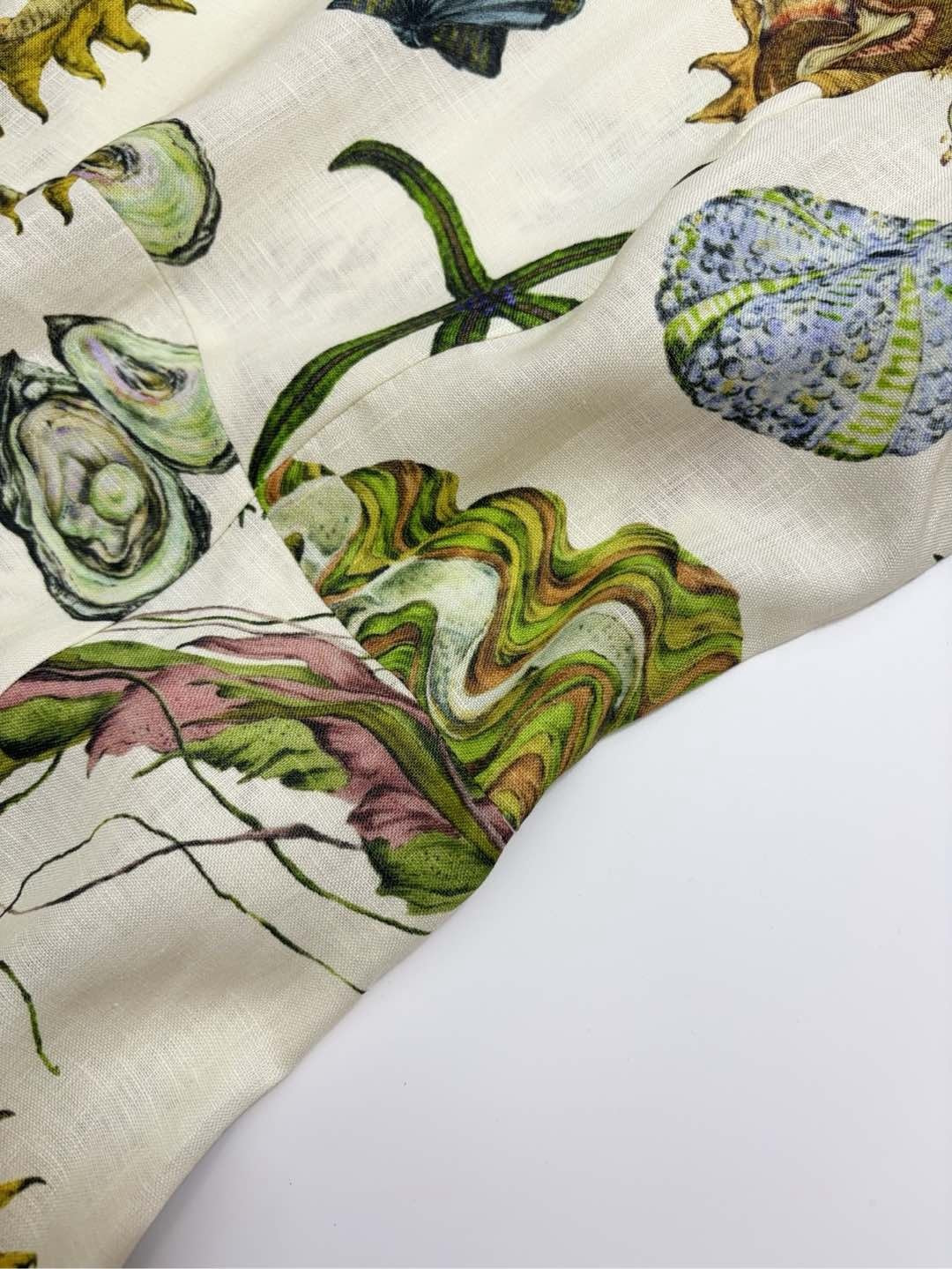 Spring/Summer elegant ocean pattern fresh puff-sleeve high-waist mid-length dress - View 7