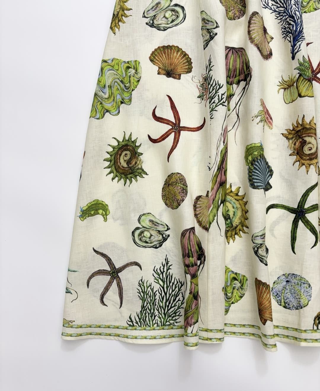 Spring/Summer elegant ocean pattern fresh puff-sleeve high-waist mid-length dress - View 5