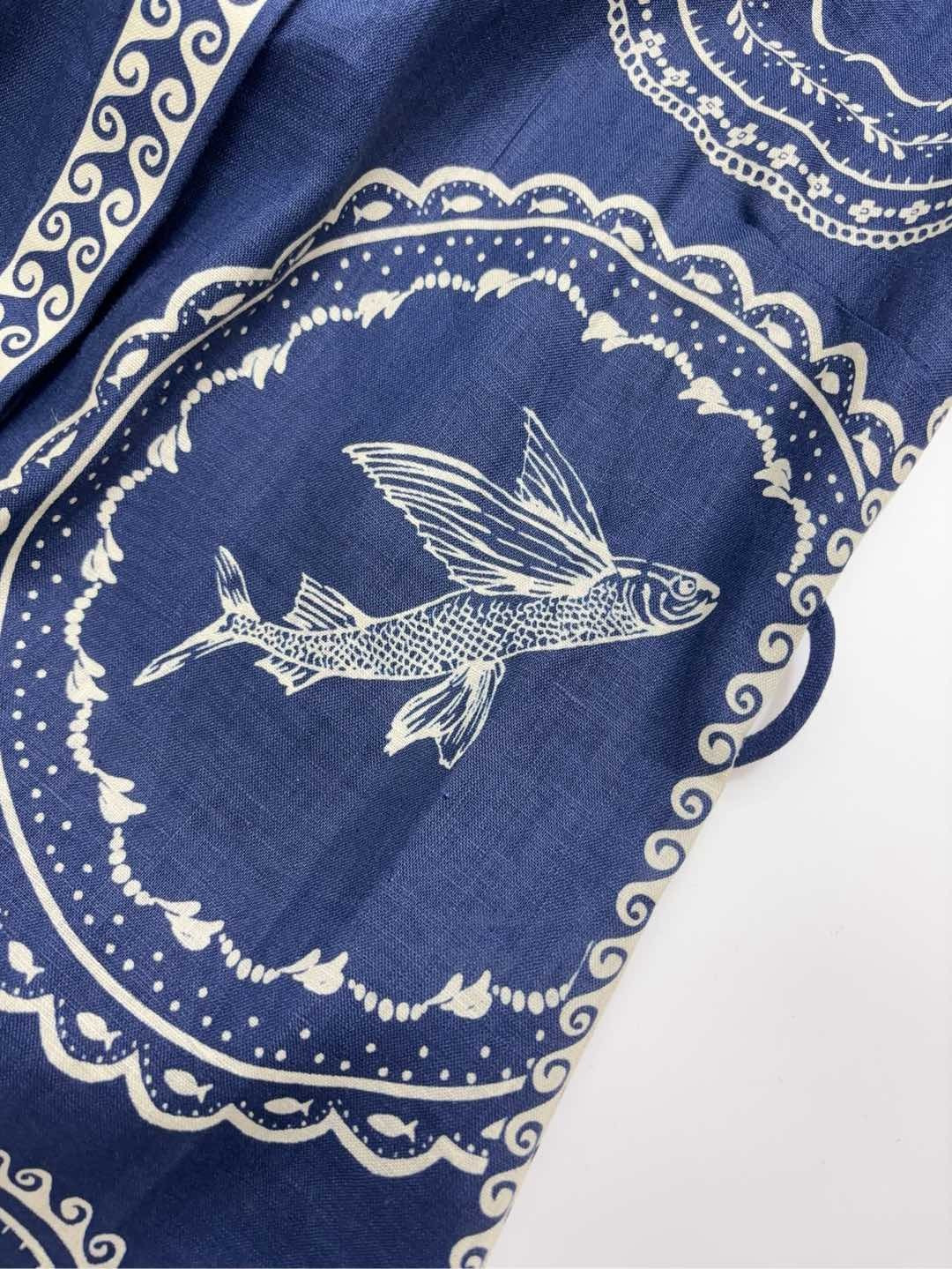 25 new summer vintage resort style dark blue linen long shirt dress - View 9