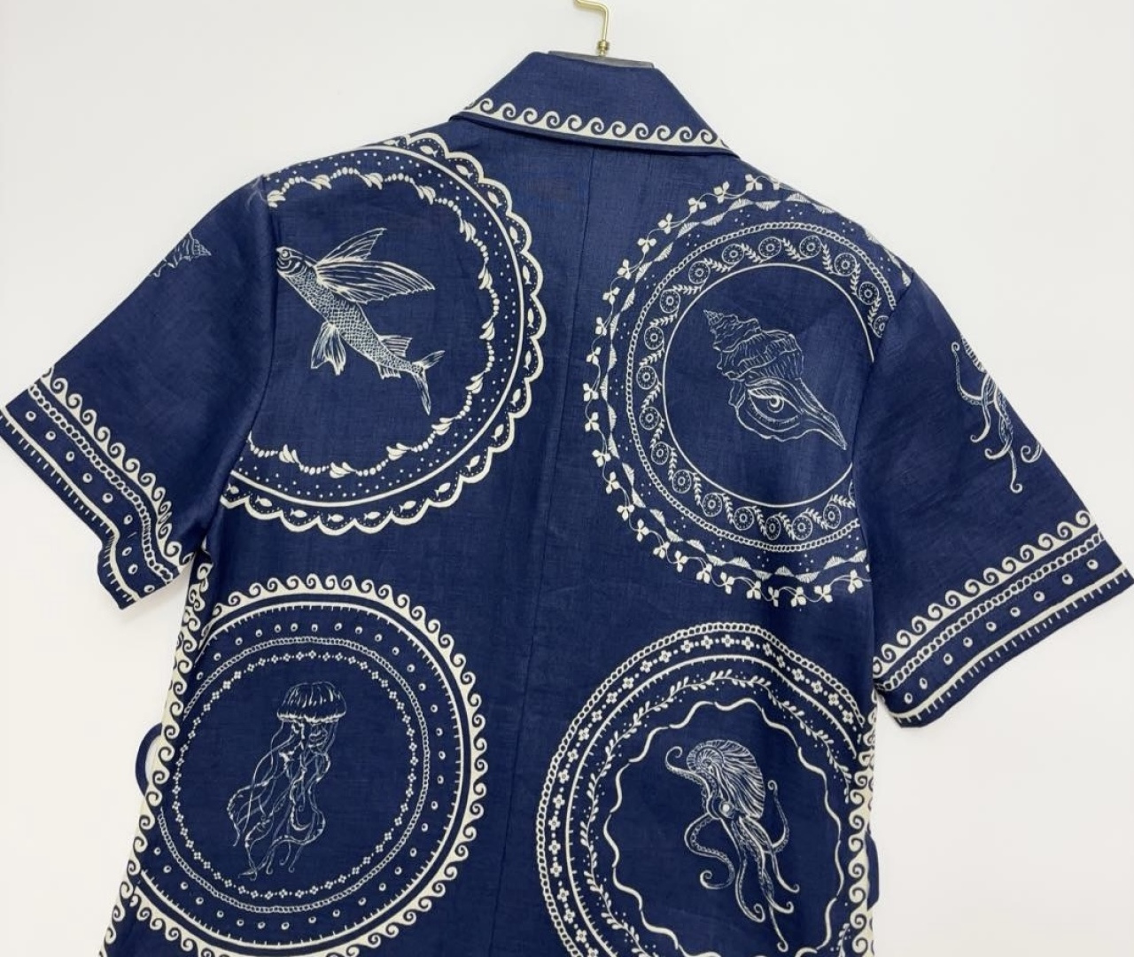 25 new summer vintage resort style dark blue linen long shirt dress - View 16