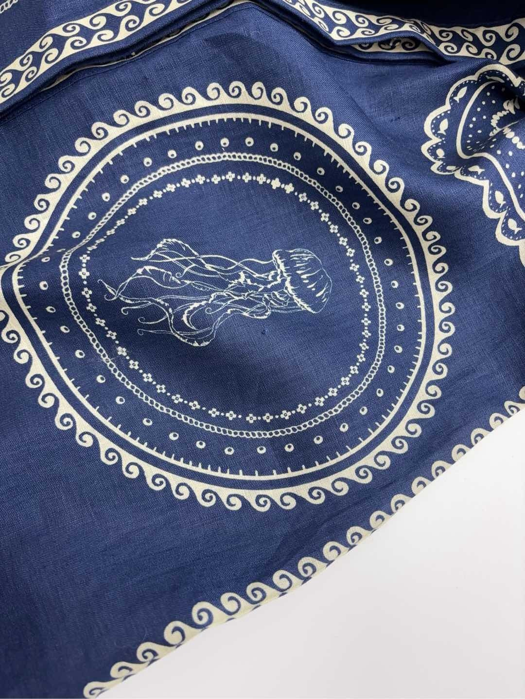 25 new summer vintage resort style dark blue linen long shirt dress - View 10