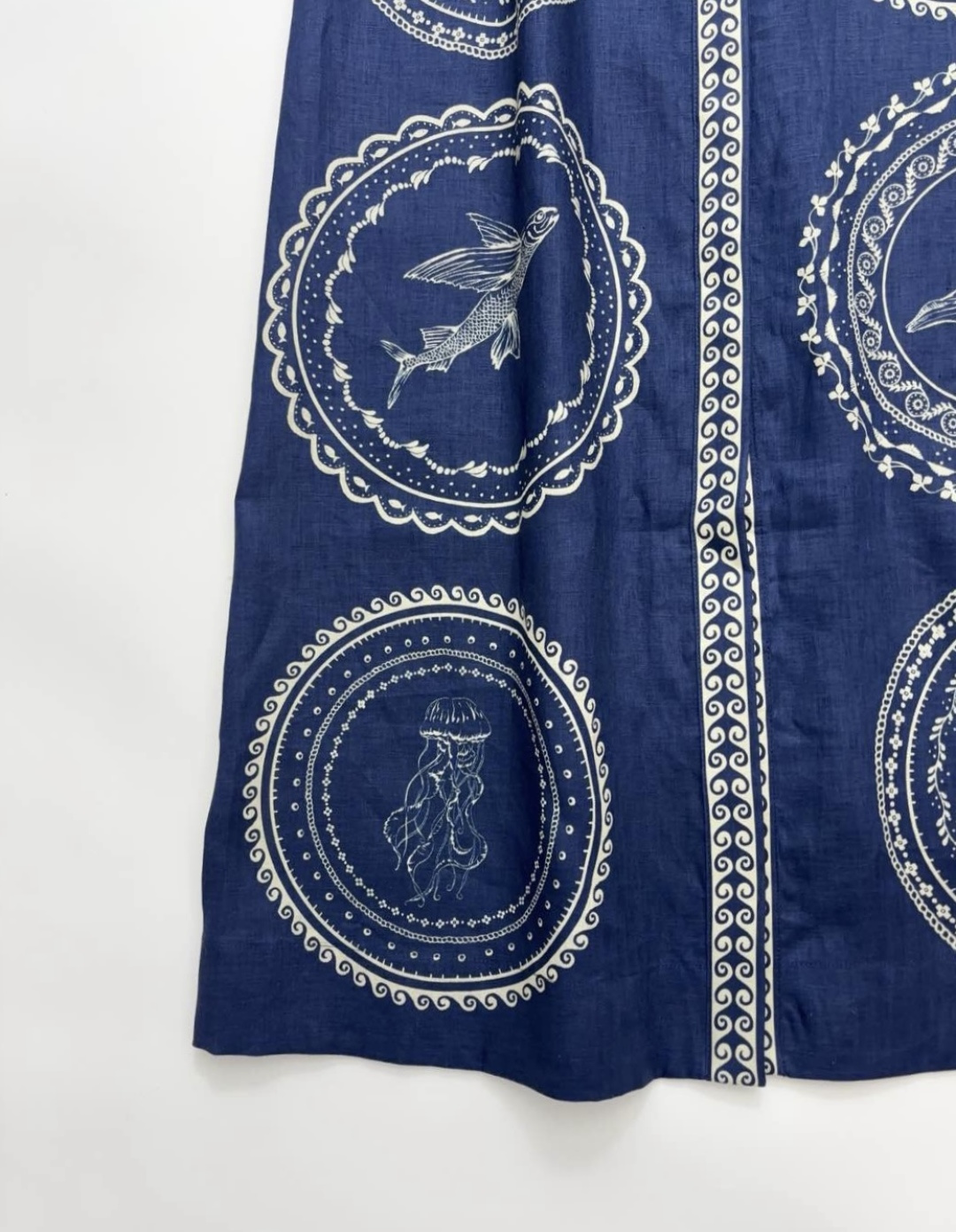 25 new summer vintage resort style dark blue linen long shirt dress - View 6