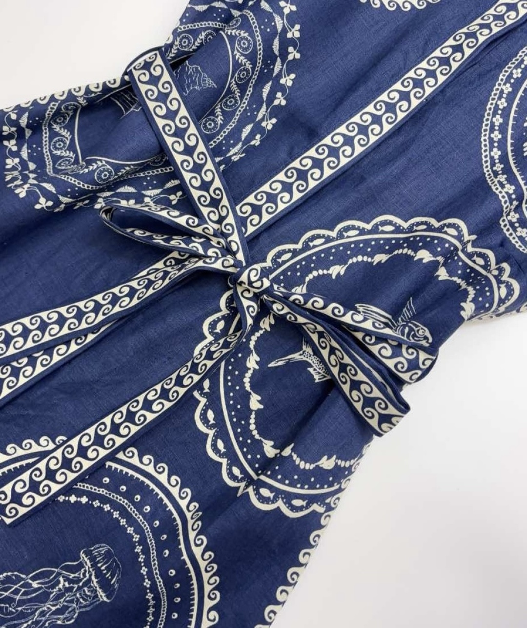 25 new summer vintage resort style dark blue linen long shirt dress - View 8