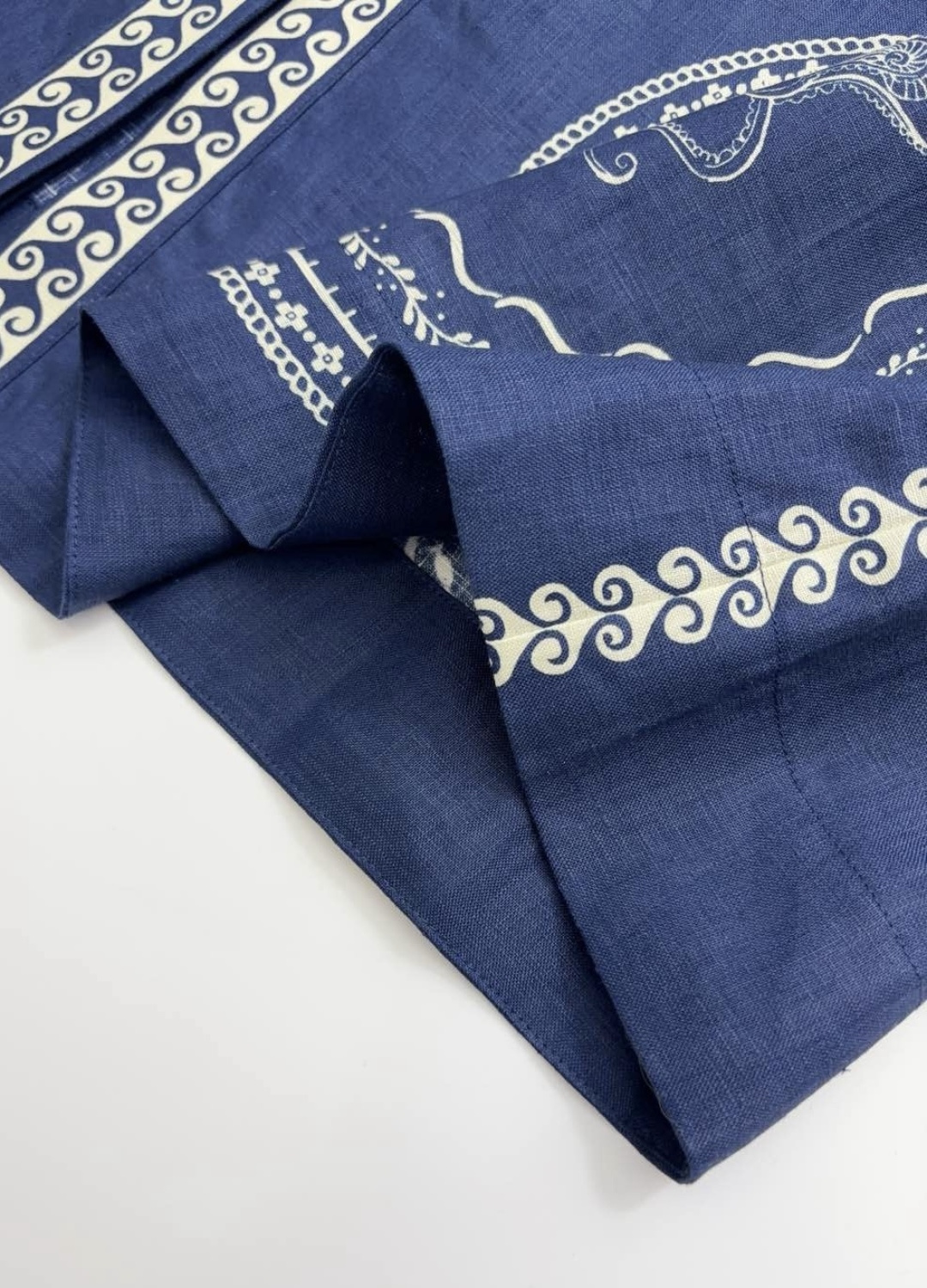 25 new summer vintage resort style dark blue linen long shirt dress - View 12