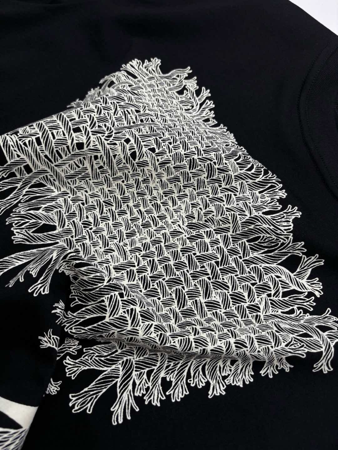 0.17kg/tag-cut classic rope knot pattern short-sleeved t-shirt - View 5