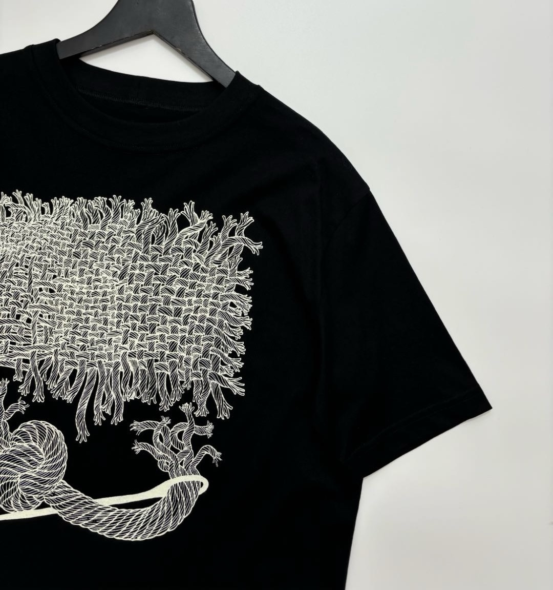 0.17kg/tag-cut classic rope knot pattern short-sleeved t-shirt - View 2