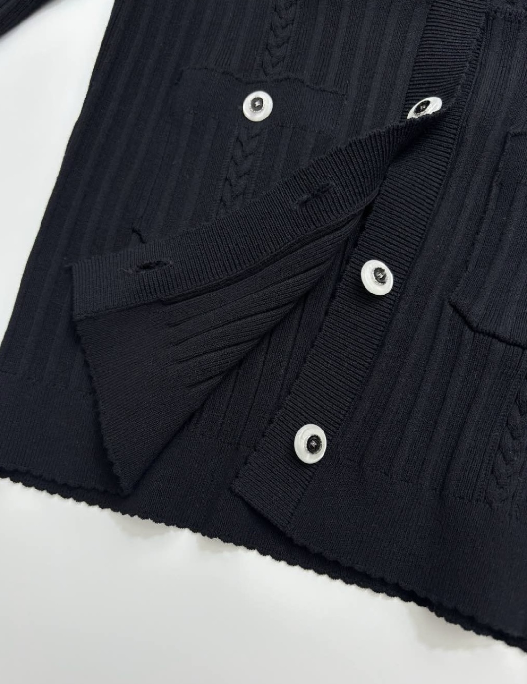 Cardigan knitted coat with small fragrant collar drawstring and diamond pattern, short long sleeves - View 10