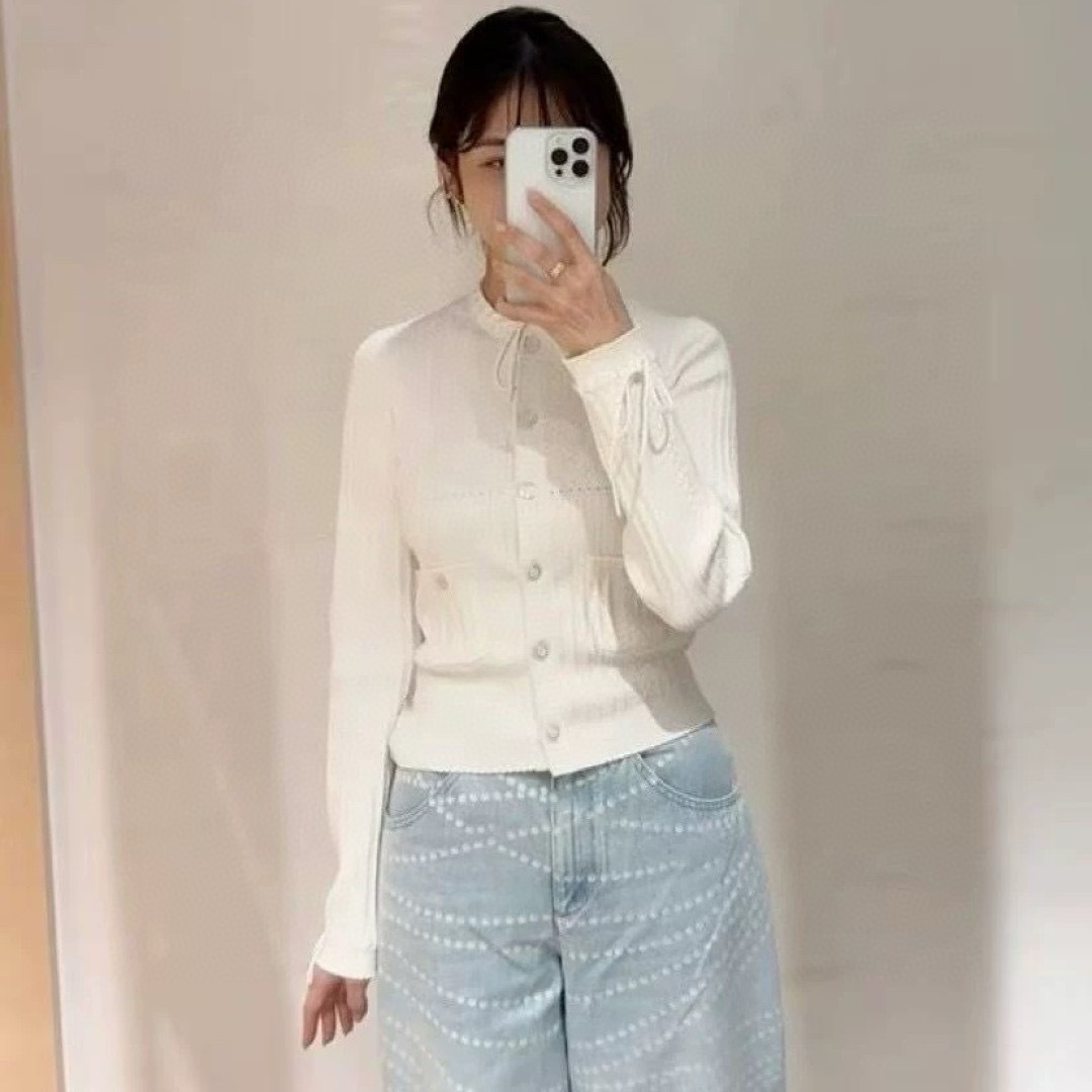 Neckline Drawstring Argyle Knit Cardigan Short Long Sleeve Jacket (0.38kg) - View 14