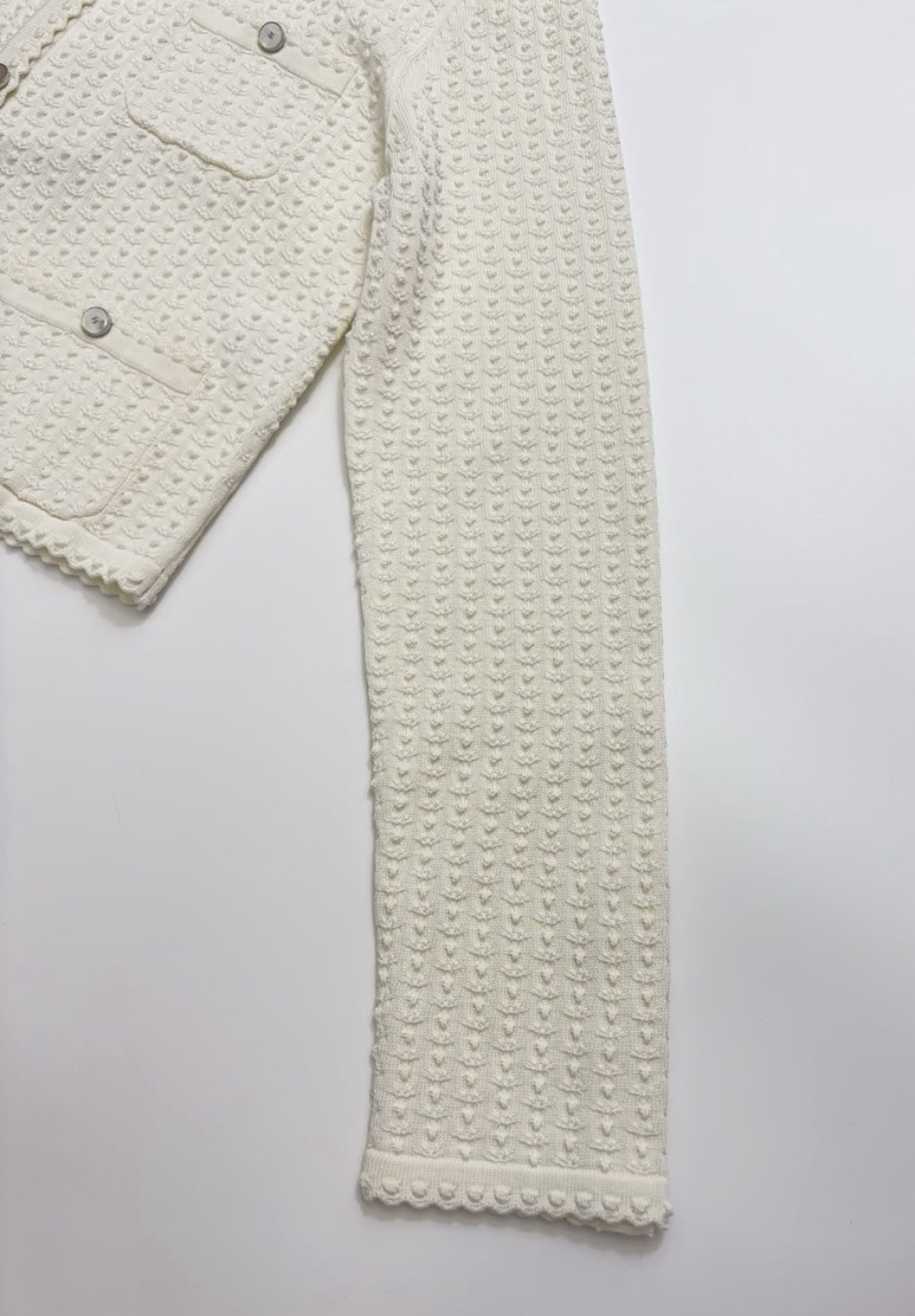 Bumpy立体 Flower Pattern Single-breasted Button Knit Cardigan Short Jacket - View 5