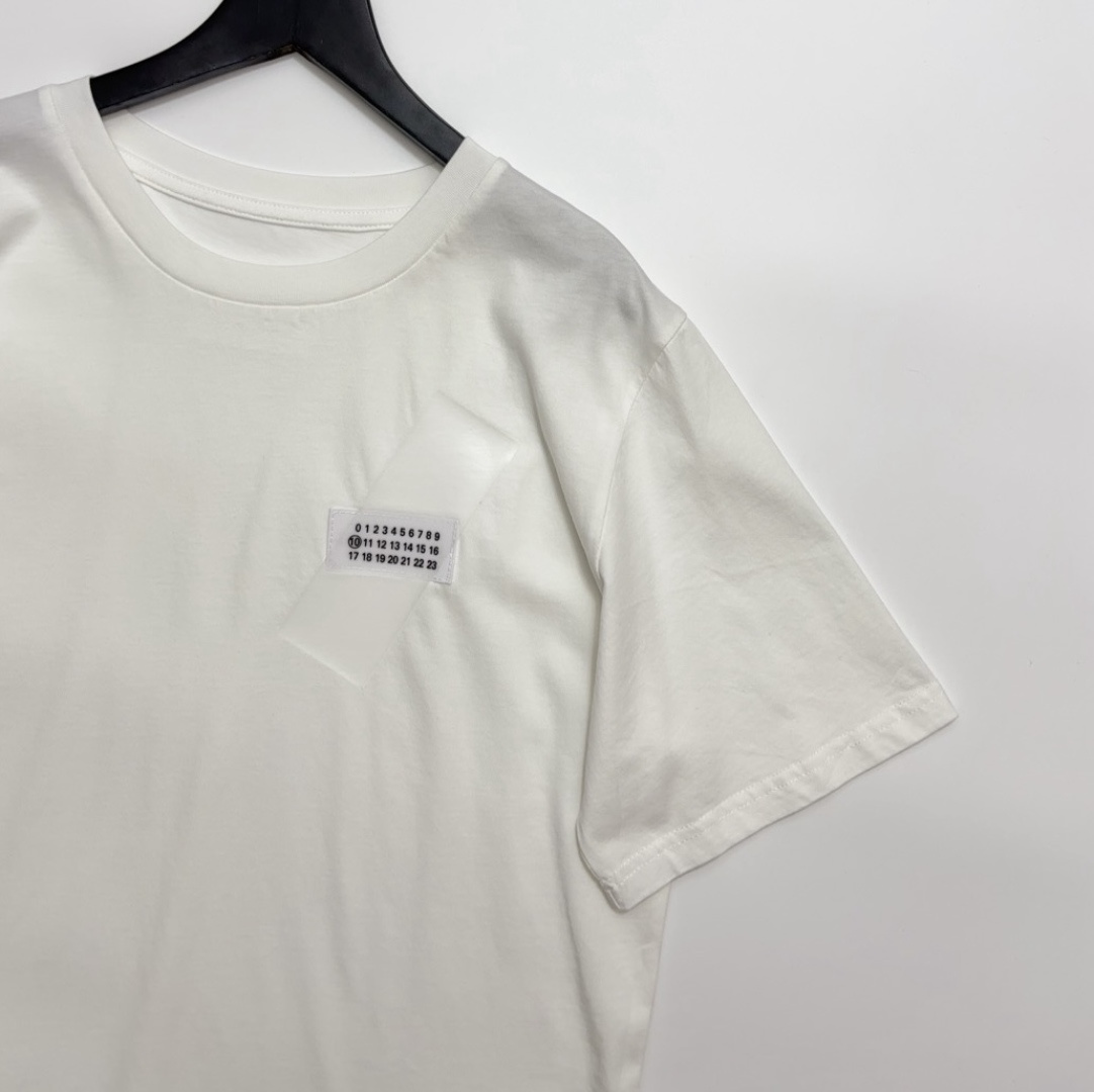 0.15kg/tag-cut number pattern short-sleeve white T-shirt round neck simple - View 2