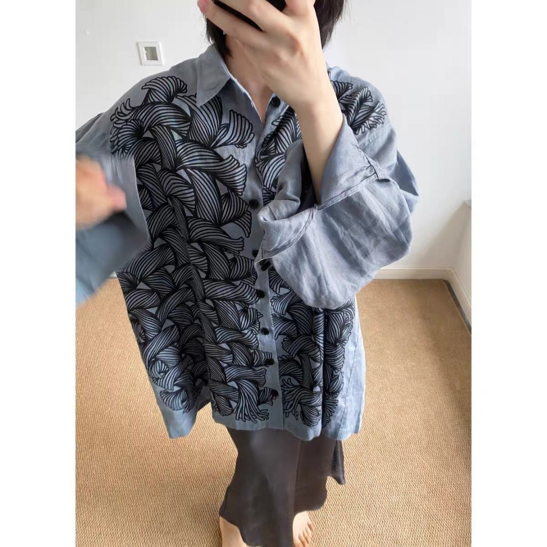 22SS chest rope knot logo pure cotton loose shirt - View 19