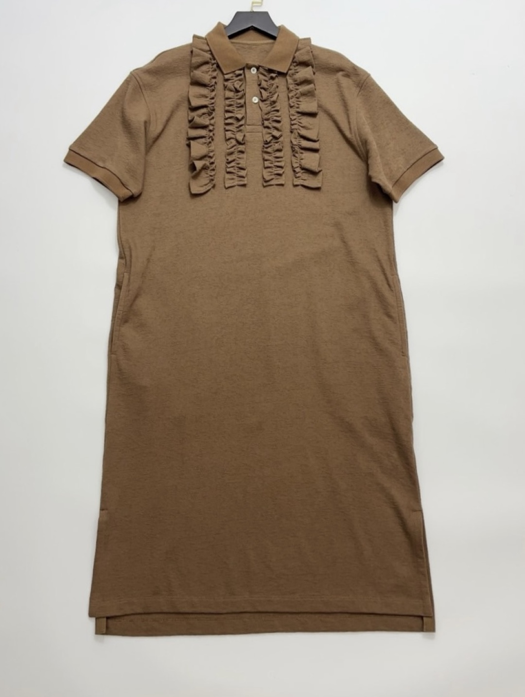 Japanese Style Ruffled Polo Neck T-Shirt Dress