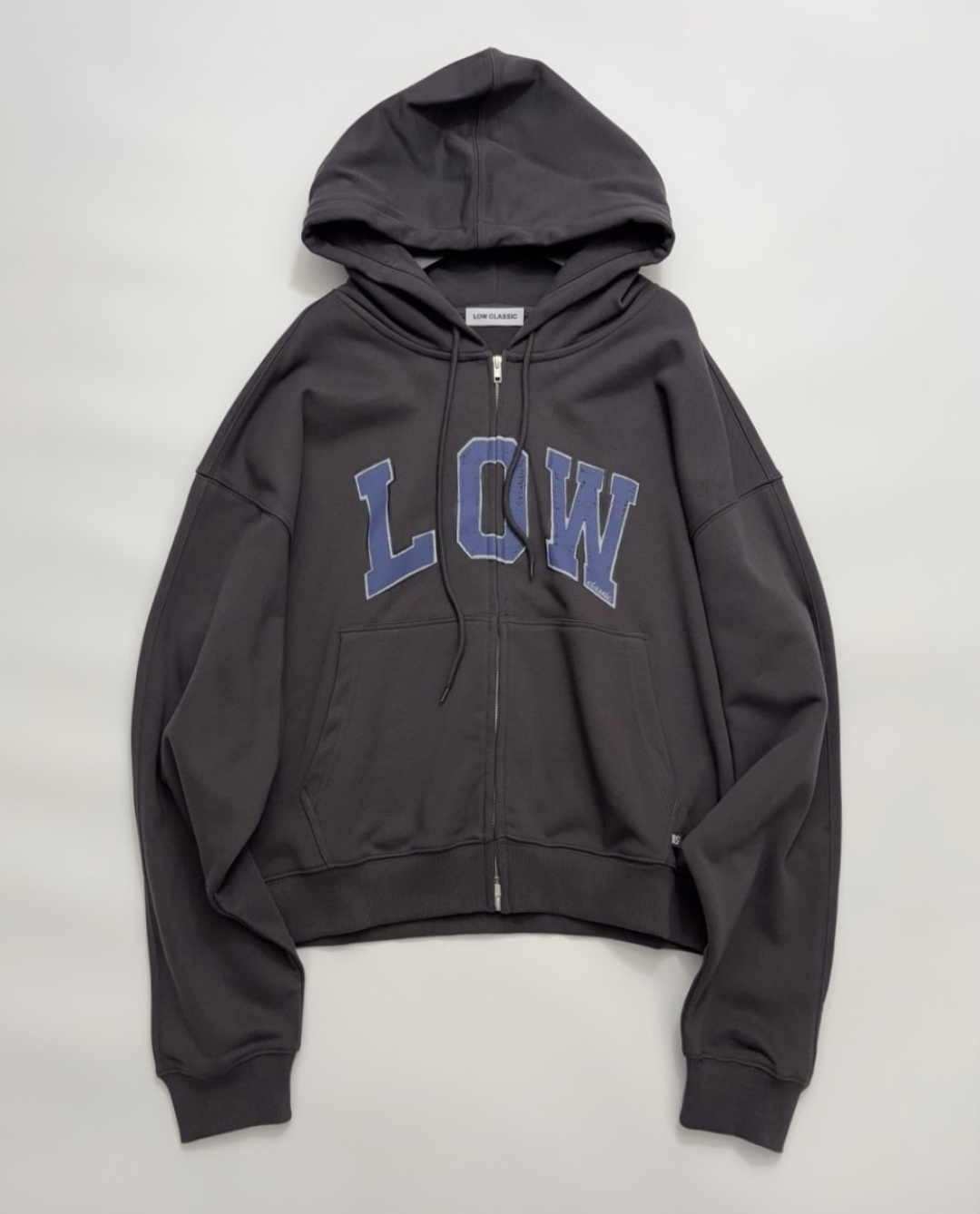 LOW CLASSIC Letter Zipper Hooded Sweatshirt Jacket