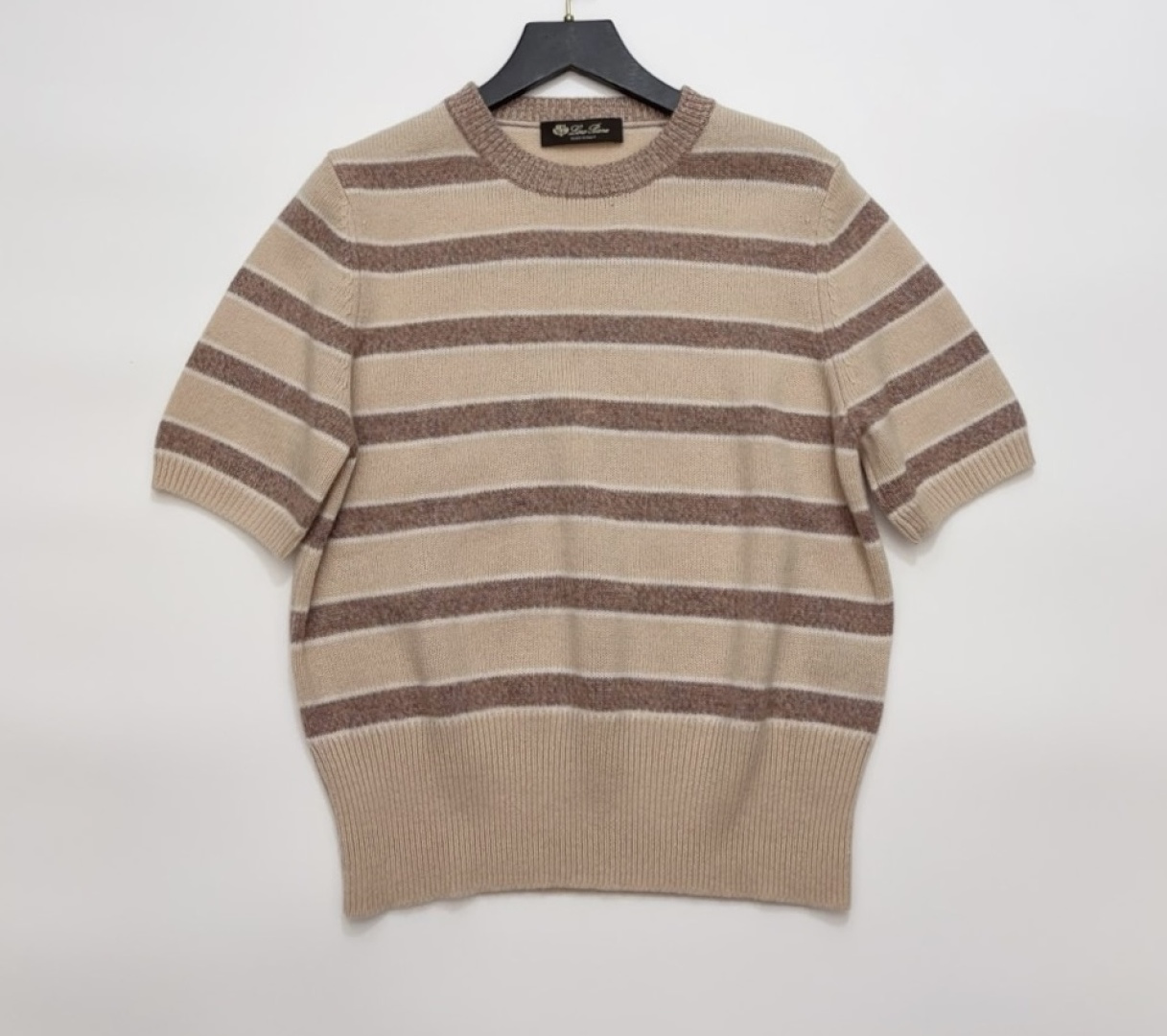 Loro Piana Striped Round Neck Short Sleeve Knit Top