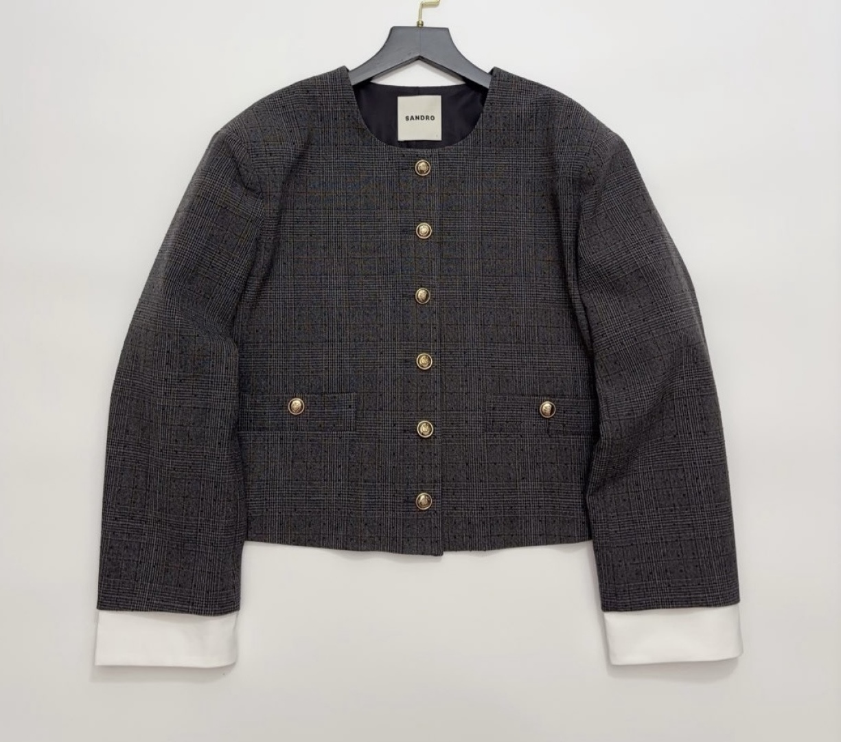 Sandro Tweed Cropped Jacket Top