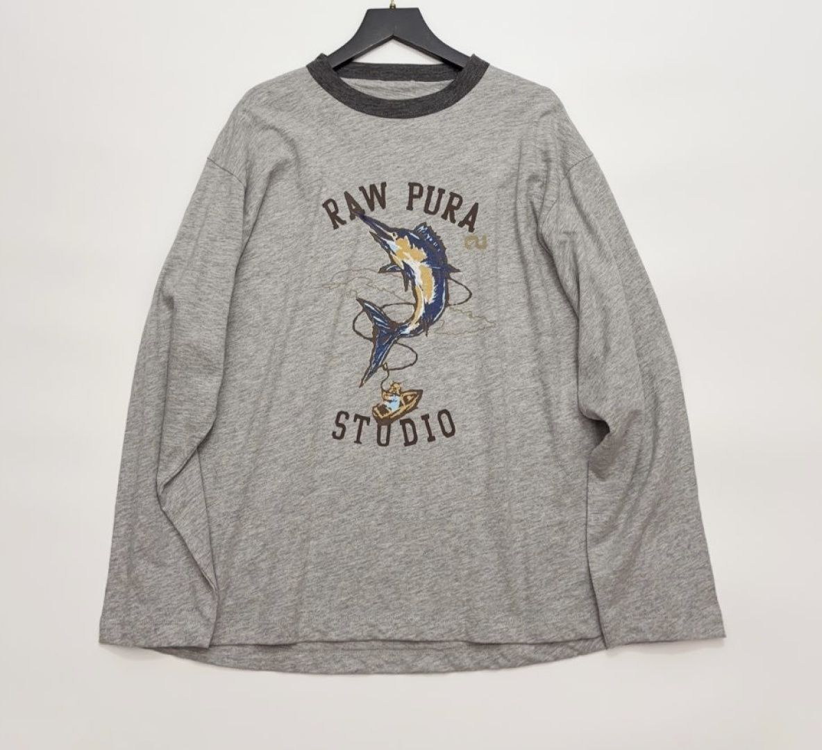 Letter Print Casual Contrast Trim Cotton Round Neck Long-Sleeve T-Shirt