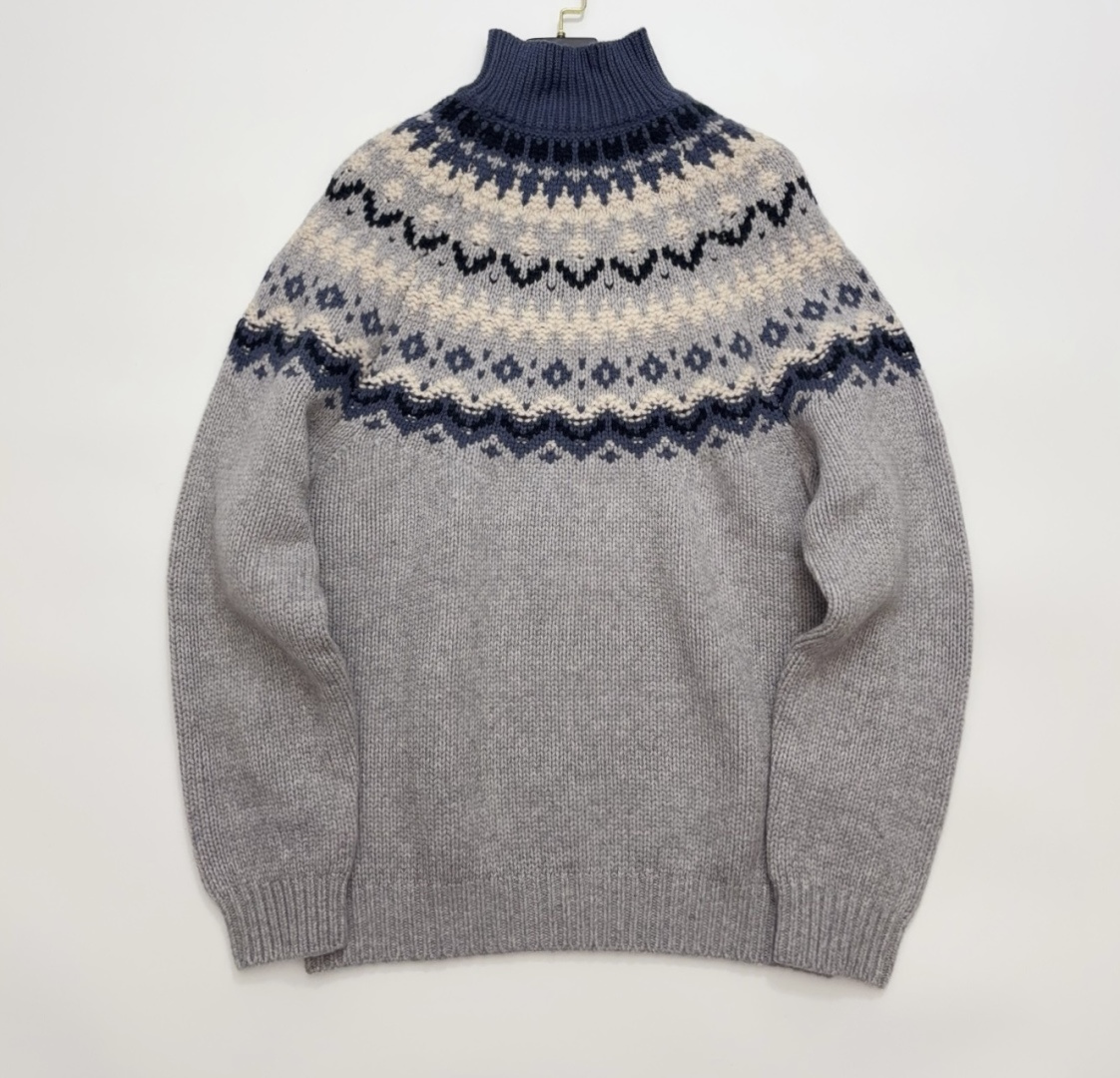 Loro Piana Blue Tonal High Neck Knit Top