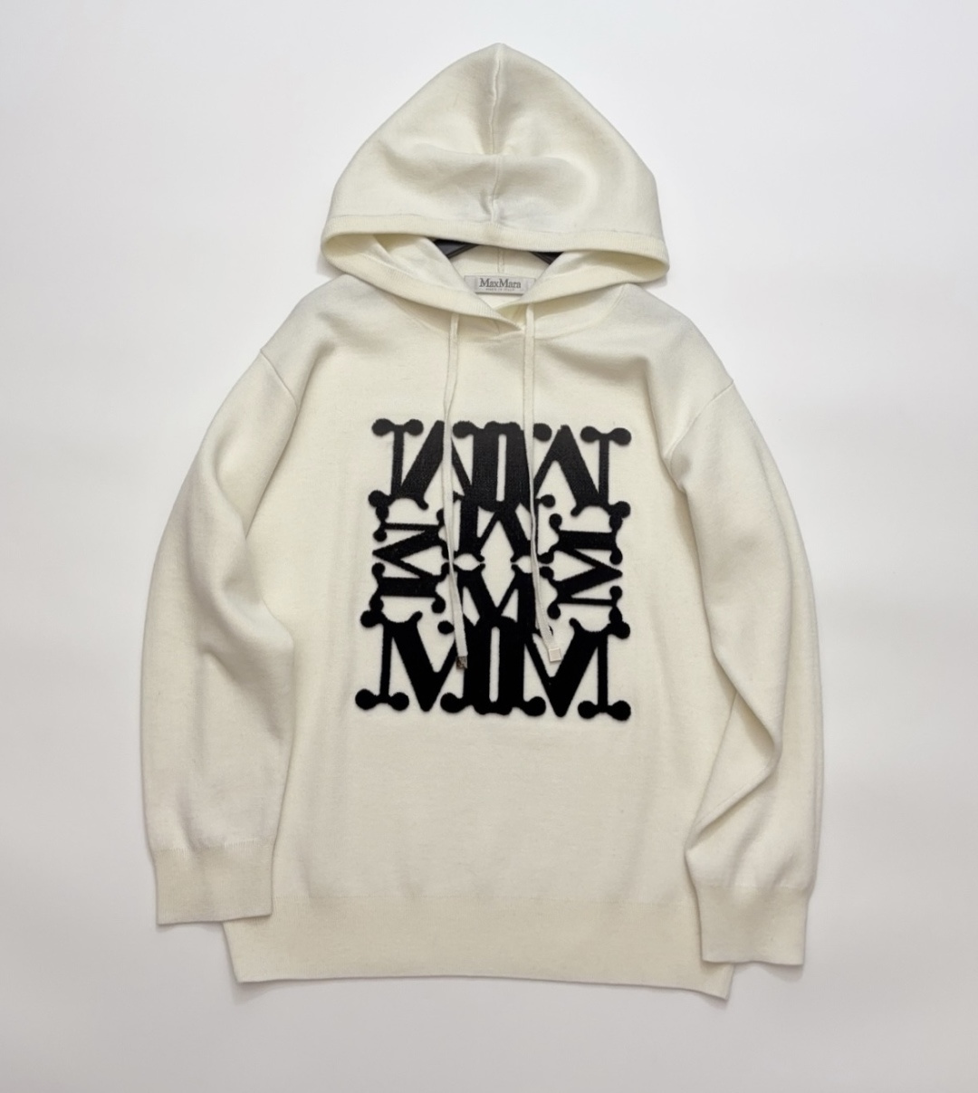 Max Mara Flocked Letter Hooded Knitted Pullover